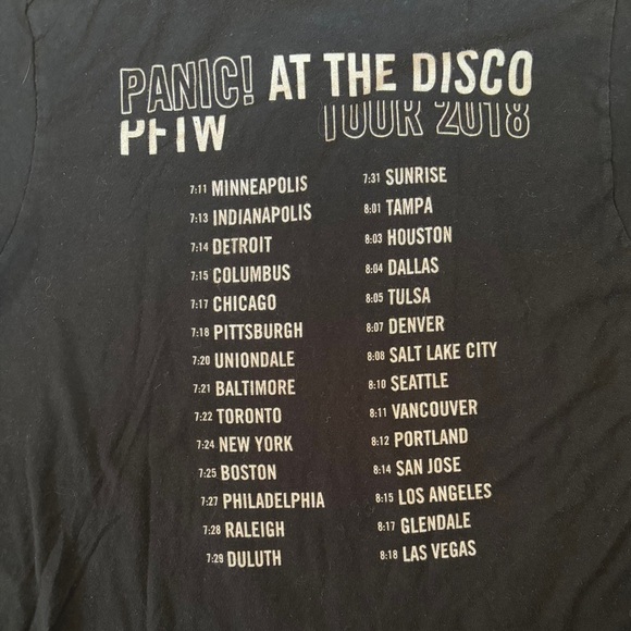 2018 Panic at the Disco Concert Tour Tee Black Sz M Unisex - Picture 4 of 5